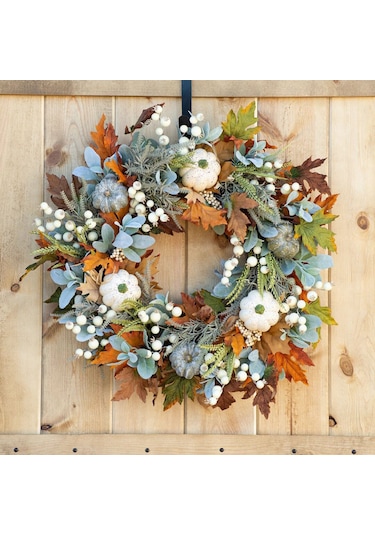 Gajeena 45cm Plastik Kürbaga Ve Akçaağaç Yapraklı Süs Yünüsü - Ev, Kapı, Duvar Dekorasyonu - Sonbahar, Teşekkür Günü, Bayramlar İçin Çok Renkli