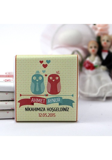 Dark Brown Nikah Çikolatası Kişiselleştirilebilir El Yapımı Madlen Çikolata NKK22 72 Adet