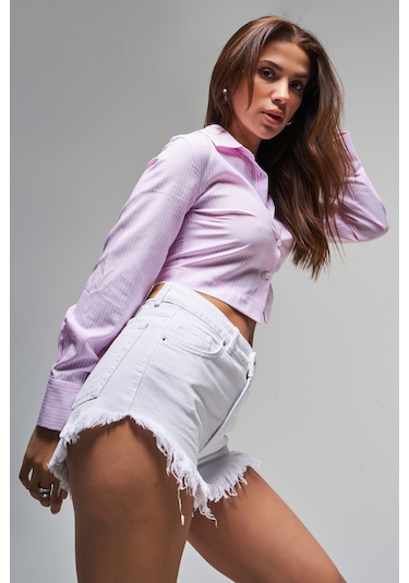 Itsbasic Beyaz Luna Mini Kadın Jean Şort