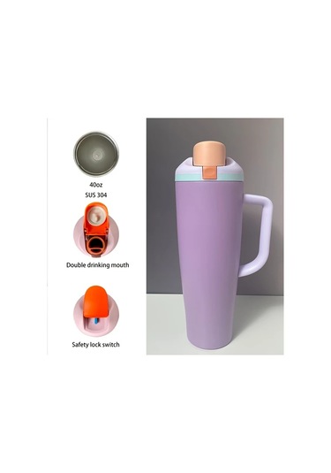 Brightnova Orange,40oz 1200ml Vakum Yalıtımlı Kulplu Termos - Sıcak Soğuk Dayanıklı Çift Cidarlı Matara, Kaymaz Tutma Yeri, Sızdırmaz Kapak - Seyahat Ofis Kamping İçin - Çok Renk Seçeneği 07 Beyaz