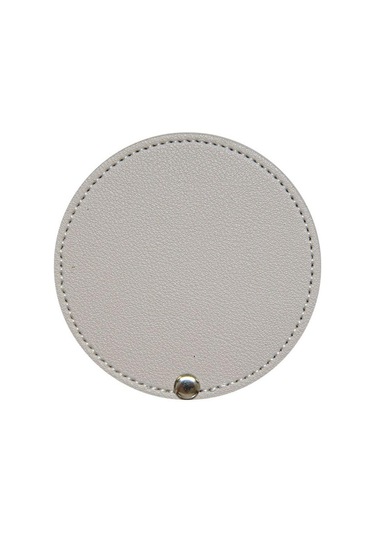 Ultra İnce Makyaj Aynası Pu Deri Cep Aynası Taşınabilir Kozmetik Aynası Gri