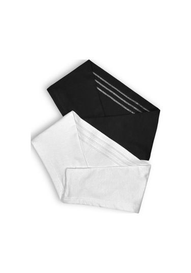 2 Adet Kaymayan Silikonlu Bandana Bone Siyah Beyaz - Kadın Tesettür Kaymaz - Sportif Saç Bandı Siyah - Beyaz