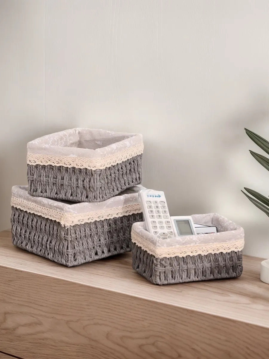 Sunny Home Örgü Gri Depolama Sepetleri Seti 268850333 Gri