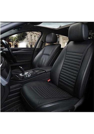 Novahub Yüksek Kalite Siyah Pu Deri Araba Koltuk Minderi Takım, İnce Bel Arkalığı, Kolay Kurulum, Telefon Cep, Çoğu Araba İçin Uygun