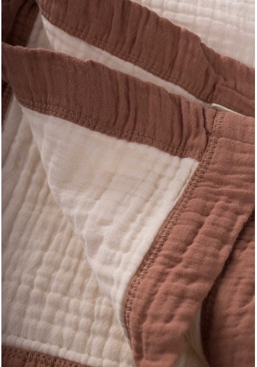 Cigit Kalın Biyeli Çift Kat Ham Battaniye 85x90 Cm Kahverengi Krem