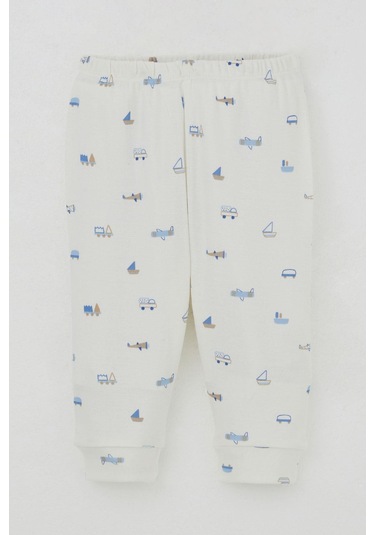 Breeze Erkek Bebek Pijama Takımı Omuzdan Patlı Mini Taşıtlar Dünyası 4 Ay-1 Yaş, Ekru Ekru