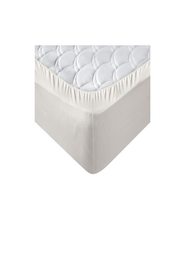 Penye Lastikli Çarşaf, Battal Çift Kişilik , Krem ,%100 Pamuk Örme Kumaş, 130 Gr/m² Krem