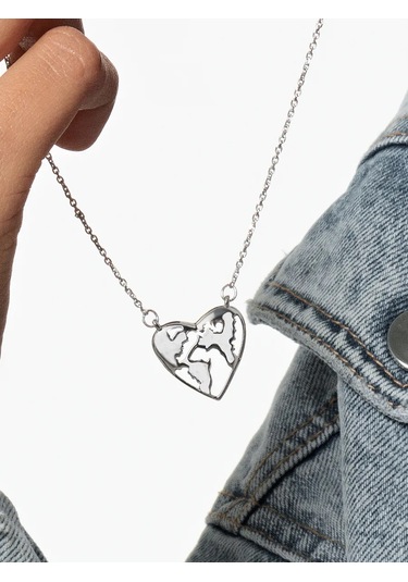 Marıola Gümüş 925 Kolye, Kalp Pandantifli Zincir 267691934 Gümüş