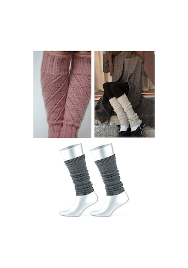 Kadın Yün Kışlık Dizlik Tozluk Çorap Yeşil