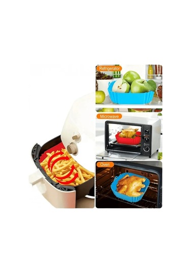 Elmpaly Siyah 2li Yeniden Kullanılabilir Silikon Airfryer Altlığı Yemek Pişirme Fırın Mikrodalga