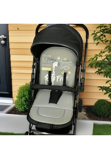 Primepickings Mavi Tek Parça Nefes Alabilir Bebek Arabası Koltuğu Yastığı Çok Renkli Zürafa Desenli