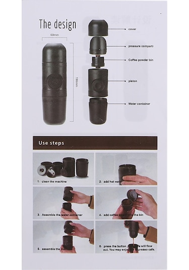 Geeroyoo Manuel Taşınabilir Espresso Makinesi - Ev & Seyahat İçin Mini Kahve Ekipmanı