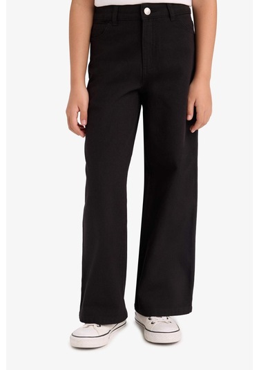 Defacto Kız Çocuk Wide Leg Geniş Paça Pamuklu Okul Pantolonu E6188a825aubk27 Siyah