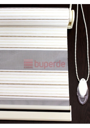 Buperde Krem Kahve Beyaz Renkli Pilise Pliseli Zebra Stor Perde