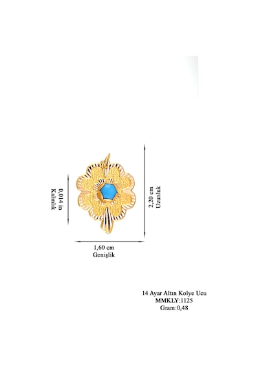 Moom Mücevherat Kadın 14 Ayar Altın Çiçek Desenli Mavi Taşlı N11.40189