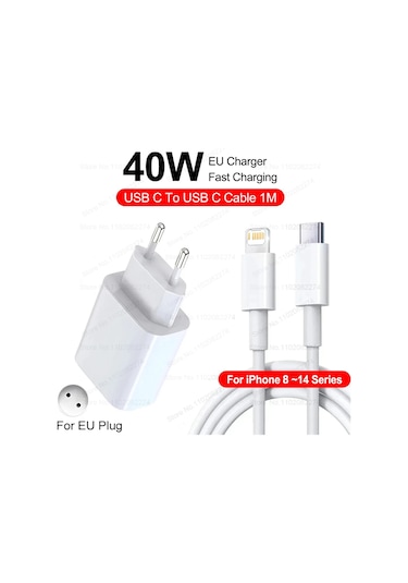 Fukabo40w Pd Hızlı Şarj Cihazı İphone Uyumlu 16/15/14/13/12/11 Pro/xs Max/xr/x Usb-c Şarj Kablosu Krdistribütör Garantili