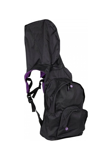 Morikukko Okula Dönüş Siyah Mor Çıkarılabilir Kapüşonlu Notebook Cepli Hafif Sırt Çantası - Siyah