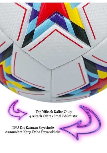 Alastor Şampiyonlar Ligi Futbol Topu Pompa Ve Tekmelik Beyaz - Kırmızı