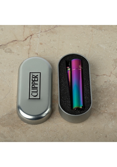 Orjinal Clipper Kutulu İsme Özel Ayarlanabilir Gazlı Çakmak mor
