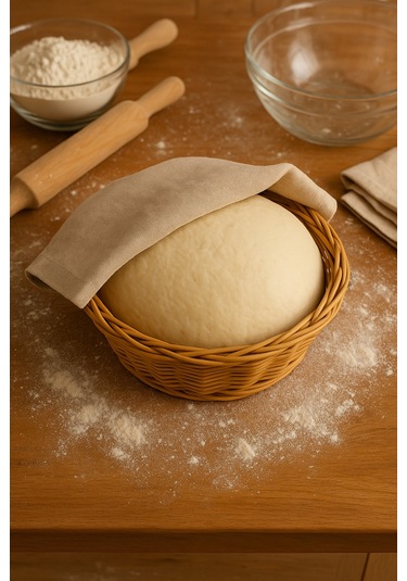 70x70 Hamur Mayalama Örtüsü Ham Bez Kumaştan, Nefes Alabilen Doğal Mutfak Örtüsü Bej