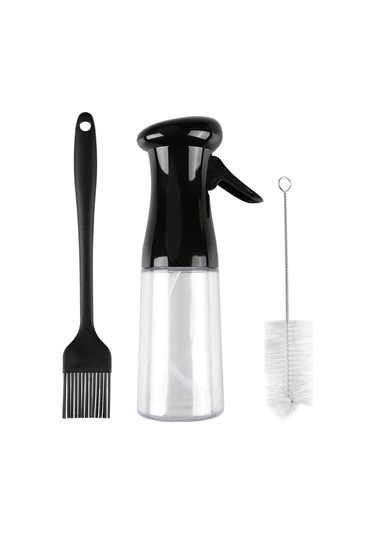 Vkemall Cam Yağ Sprey Şişesi Mangal Pişirme Yağı Zeytinyağı Kontrol Tenceresi Mutfak Plastik Hava Basınçlı Yağ Sprey Tenceresi Sprey Şişesi Siyah Yağ Sprey Şişesi Plastik + Yağ Fırçası + Temizleme Fırçası Siyah