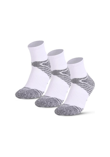 Beyaz Erkekler 3 Çift Atletik Pamuk Çorap Açık Spor Rahat Ekip Çorap Yürüyüş Trekking Yürüyüş İçin