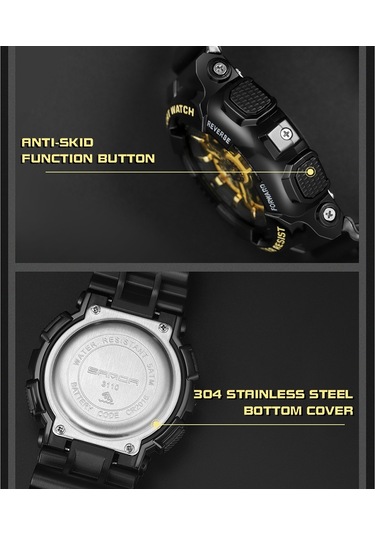 Sones Ochstın 6125b Kuvars Saat Gece Lambası Su Geçirmez Saat Zamanlama Çok Fonksiyonlu Erkek Saati Siyah