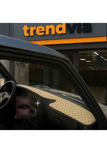 Tofaş Şahin Doğan Kartal Yüksek Ön Göğüs Bej-siyah Torpido Kılıfı / Siyah-kırmızı Boyun Yastığı