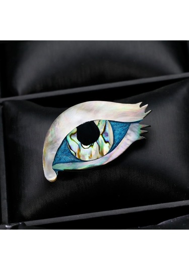 Blucome Moda High-end Göz Broş Kişilik Vahşi Abalone Kabuk Kadın Pin Mavi