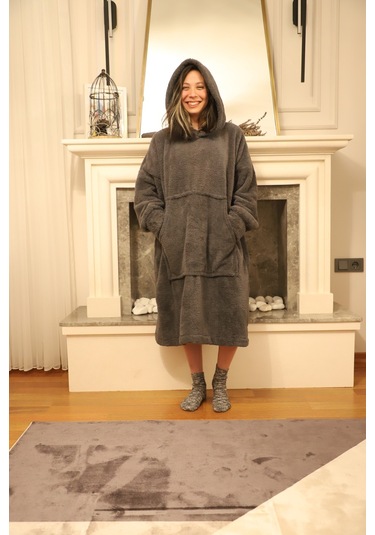 Rokeff Wellsoft Tek Kişilik Giyilebilir Battaniye Antrasit L/XL