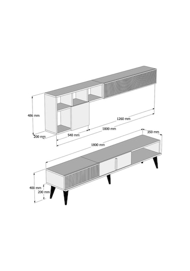 Variant Milan Tv Ünitesi - Ceviz / Siyah Mermer