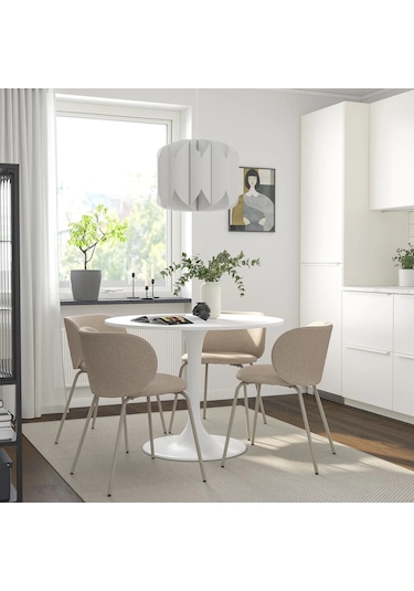 Ikea Beyaz Şık Yemek Masası - Yuvarlak Mutfak Masası