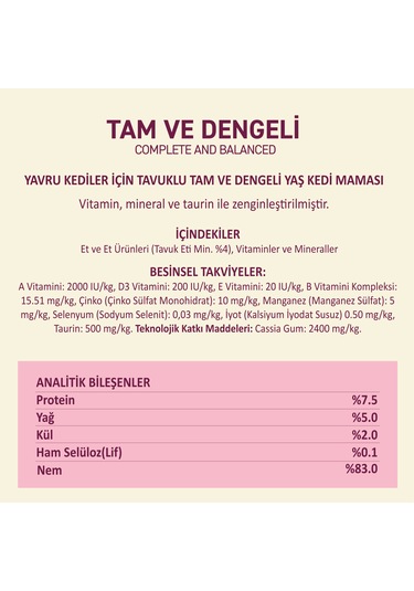 Tavuklu Yaş Kedi Maması 85 Gr X 24 Adet Jöle İçinde Parça Etli - Yavru Kedi