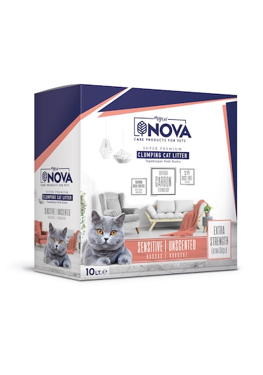 Mycat Nova Hassas Kediler İçin Topaklaşan Bentonit Kedi Kumu 10 L