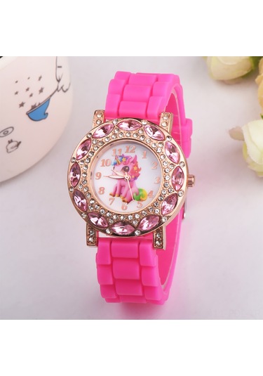 Padalink Kız Çocukları İçin Pürüzsüz Silikon Kordonlu Kuyruklu Unicorn Desenli Akıllı Saat - Kaya Taçlı Çerçeve Ve Kuvars Hareketi İle Zirve Konfor Diğer