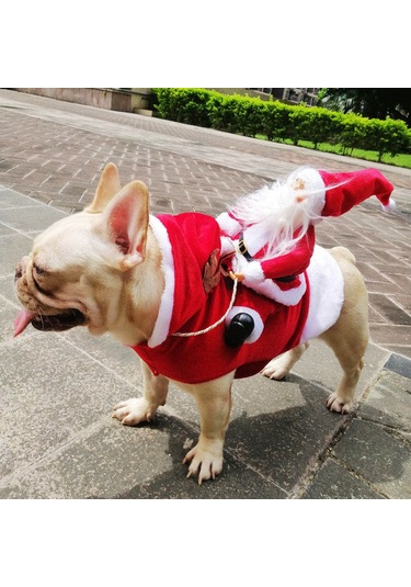 Noel Noel Baba Köpek Kostümü Evcil Hayvan Giysileri Noel Baba Binicilik Kıyafeti Parti Evcil Hayvan