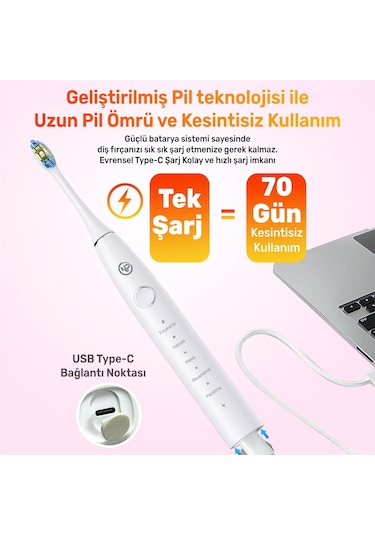 Npo Nicefeel X610-z 40000vps Şarjlı Sonic Diş Fırçası-beyaz