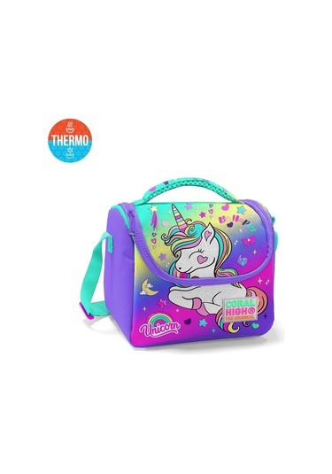 Coral High Kids Lavanta Su Yeşili Unicorn Desenli Desenli Thermo Beslenme Çantası 11729