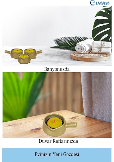 Mumluk Şamdan Tealight Mum Uyumlu Mini Tava Model - Altın