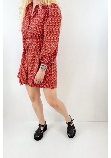 Modaonna Geometrik Desenli Narçiçeği Elbise Narçiçeği