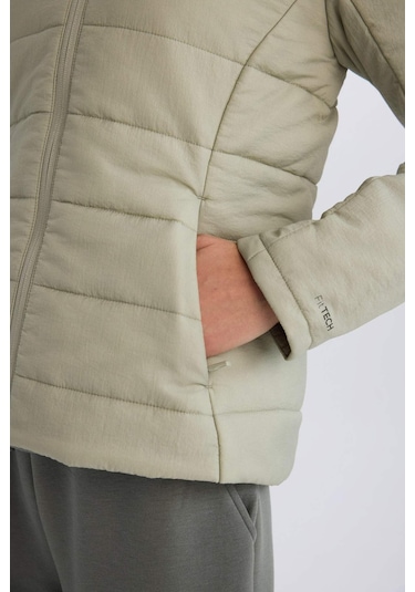 DeFactoFit Su İtici Cepli Fermuarlı Kapüşonlu Mont D6089AX25SPKH513 Haki