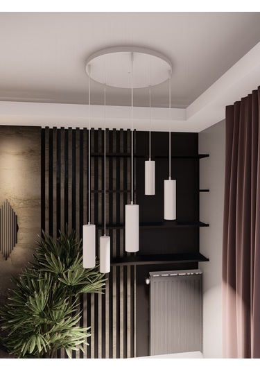 Zenya Beyaz Renk 5'li Spot Avize- Modern Tavan Sarkıt, Gu10 Duy