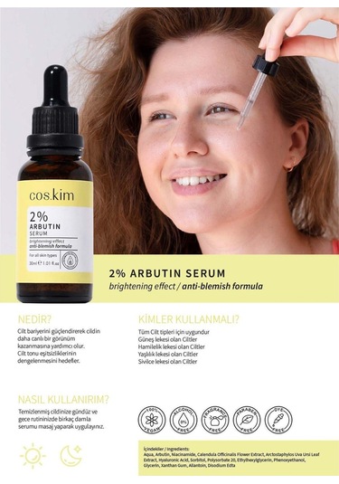 %2 Arbutin Cilt Tonu Eşitleyici Ve Aydınlatıcı Cilt Bakım Serumu 2% Arbutin Serum 30 Ml