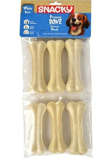 Snacky Beyaz Preslenmiş Yüksek Proteinli Köpek Çiğneme Kemiği 6'lı 165 G