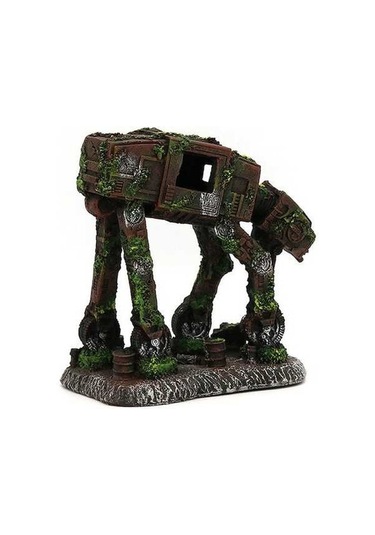 Pazly Çok Renkli Reçine Robot Köpek Ve Kale Dekoru - 14x12x7cm Akvaryum Zenginliği Çok Renkli