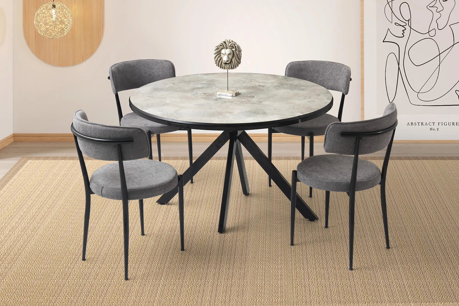 Nova Alfa Yuvarlak Açılır Mdf Mutfak Masa Sandalye Takımı 70x120 Siyah