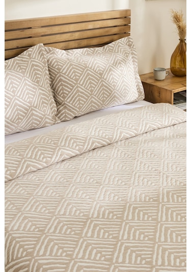 Kaşmir Home Space Çift Kişilik Yatak Örtüsü Takımı Bej Bej