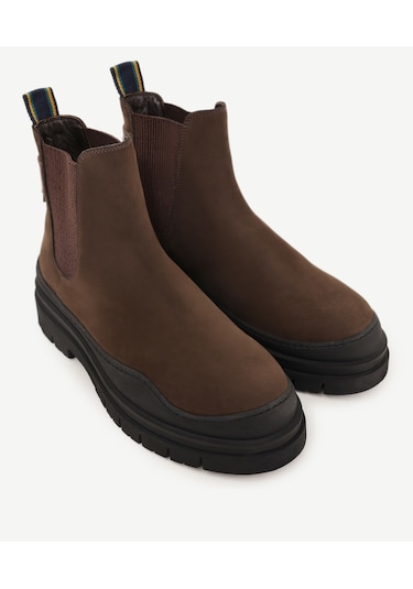 Yargıcı Kalın Tabanlı Deri Lastikli Bot Brown Kahverengi