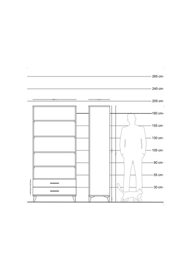 Hyperion Dolap 5 Raflı 2 Çekmeceli 88x44x195 Aytaşı-çam Aytaşı
