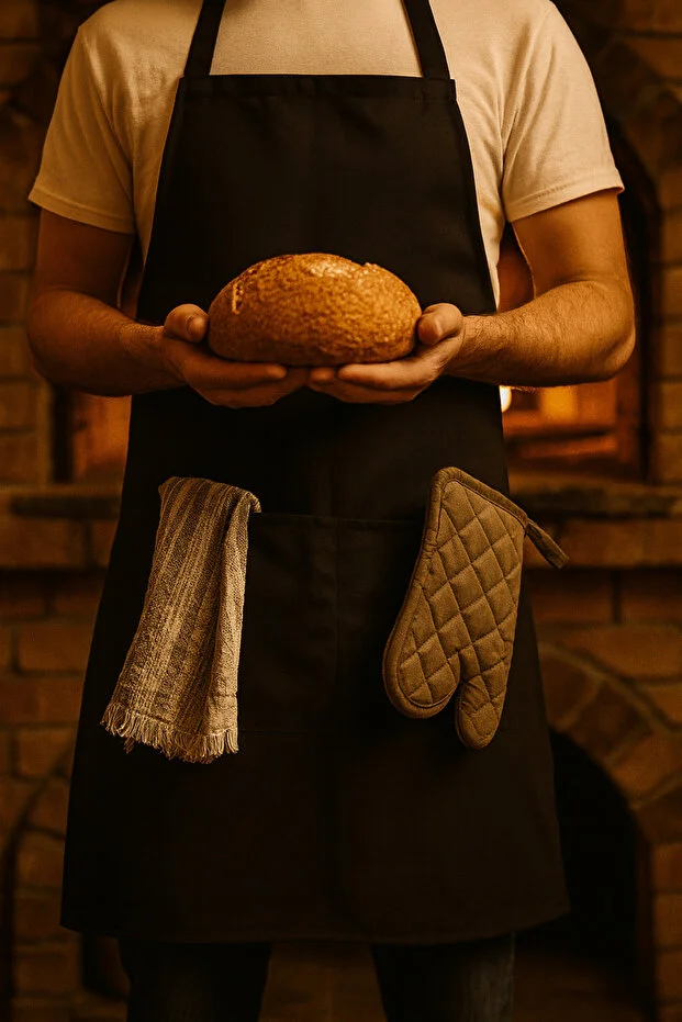 Gabardin Kumaş Mutfak Aşçı Önlüğü Master Chef Siyah